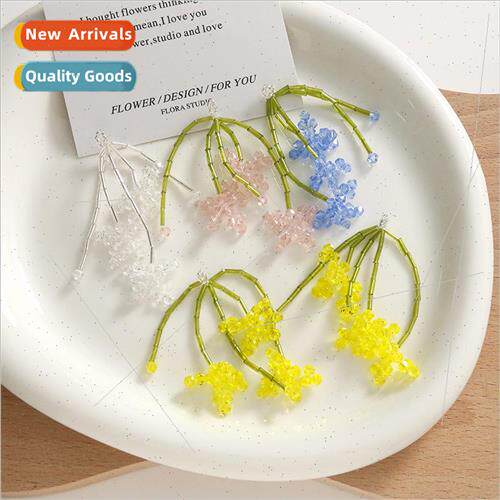 Sweet flow crystal beads flower cluster earrings diy acrylic