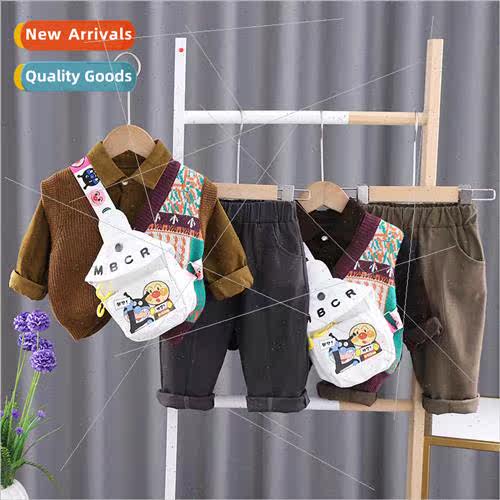 Boys suit spring fashionable 2023 new baby clothes corduroy