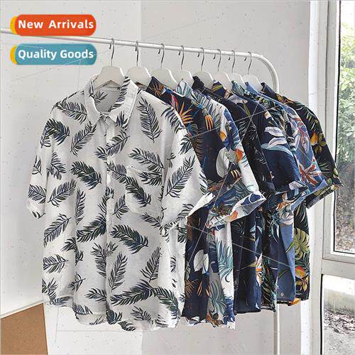 Flower Shirt Men Short Sleeve Korea Loose Summer Retro 2021