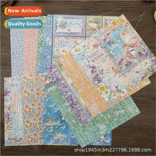 Fairy Wings 15 Blue  Floral Alphabet Background Paper Patter