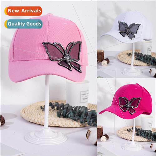 Baseball cap Korean  of the butterfly hundred with rhineston
