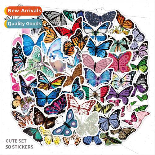 50 cartoon colorful butterfly graffiti stickers luggage note