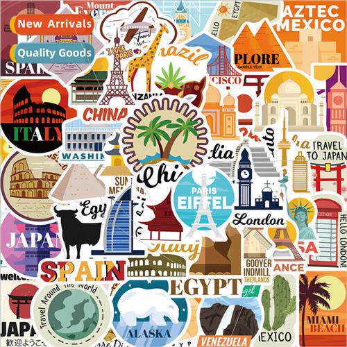 50 graffiti stickers world city landmarks architecture decor