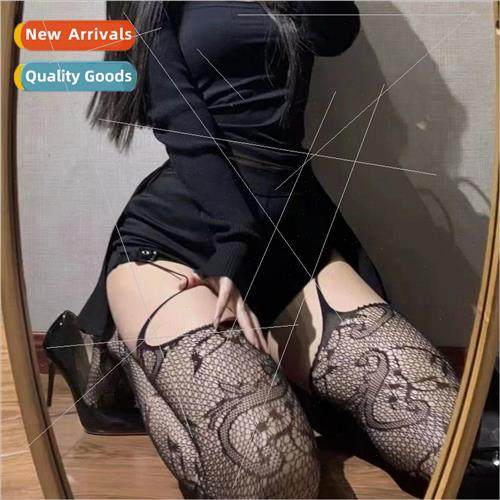 Sexy jk garter open gear fishing net stockings flowers totem