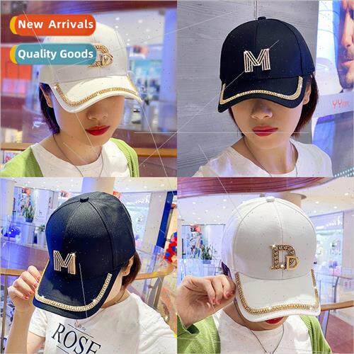 Bright diamond letter label hat female duck tongue cap Korea