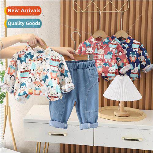 Childrens shirt suit spring and fall 2023 new boys shirt thi