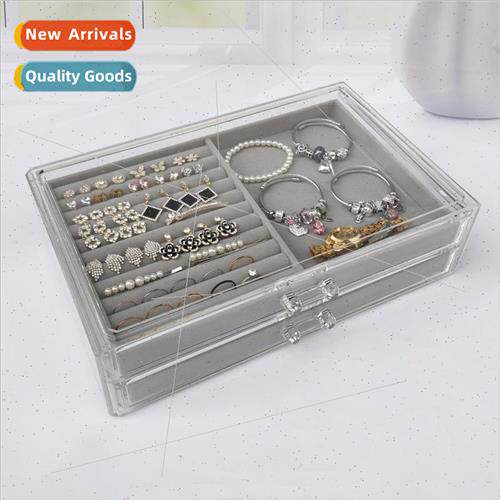 Large two drawer acrylic velvet organizer jewelry necklace o