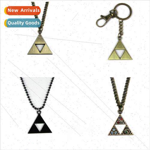 anime s The Legend of Zelda triangle black metal necklace ke