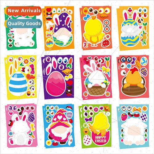 Easter Bunny Egg Dwarf Kids Puzzle Fun Stickers Kids Easter