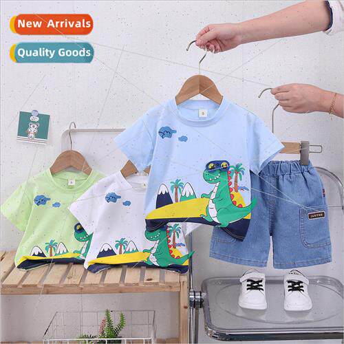 2023 summer new boys baby glasses dinosaur short-sleeved sui