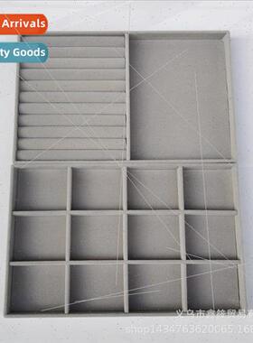 Gray Large Velvet Ring Earring Jewelry Organizer Tray with 3