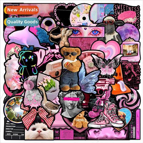 50 pcs of pink ink stickers black powder small fresh cell ph