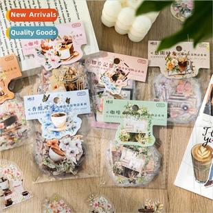 Coffee collage language PET Retro pack series handbo sticker