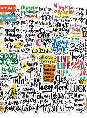 50 small size 4cm text stickers inspirational English phrase