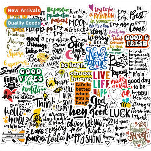 50 small size 4cm text stickers inspirational English phrase