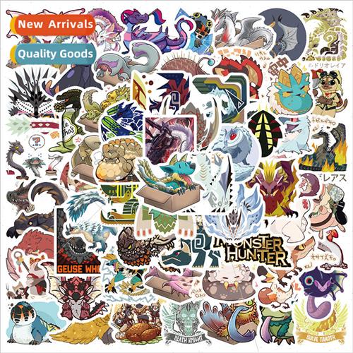 64 popular game monster hunter stickers doodle decals luggag