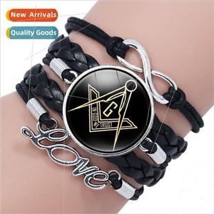 Mens Handmade Multi Mystic Bracelet Badge Layered Masonic