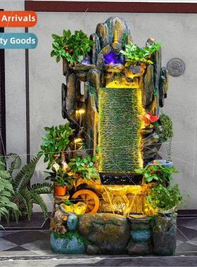 Large rockery running fountain feng shui wheel fish pond tan