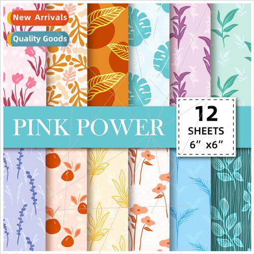12pcs/pack floral BOHO handbook material paper 6 inch DIY ha