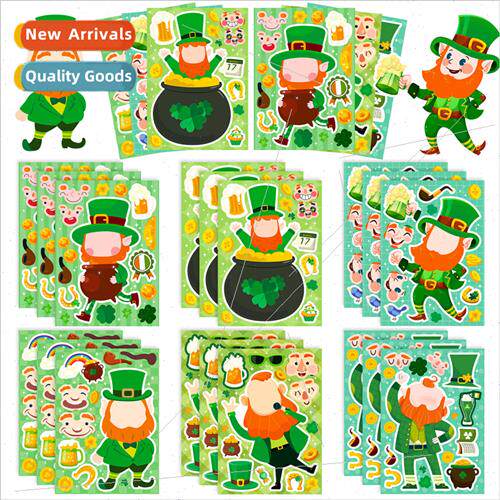 6pcs/pack St. Patricks Puzzle Stickers Parent-Child Interact