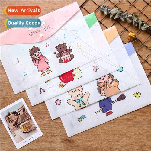 a4 cartoon file bag transparent plastic female cute simple g
