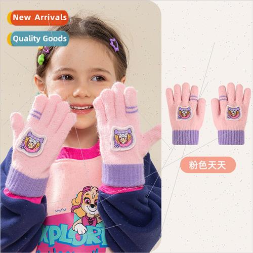 Childrens five-finger gloves 2023 new woof team boys and gir