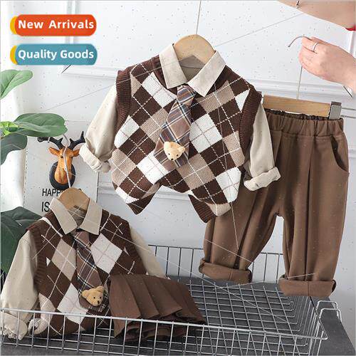 2023 spring new children Korean  of the sweater vest college