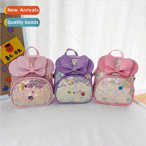 pu childrens shoulder bags kindergarten new cute bow sequins