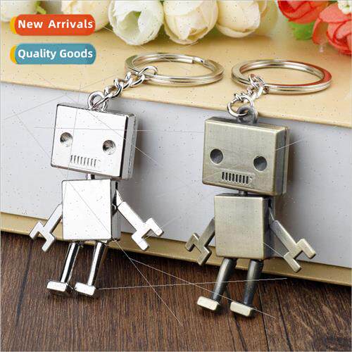 mple cartoon cute robot keychain retro men and women couples