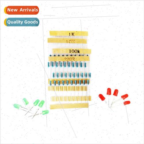 1K 10K 100K 220 Ohm 1/4W and Led each 10PCS KIT Resistor LED