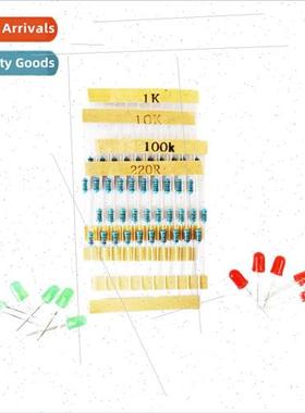1K 10K 100K 220 Ohm 1/4W and Led each 10PCS KIT Resistor LED