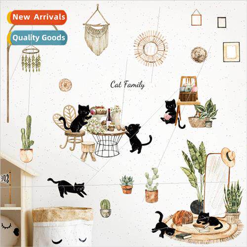 New cartoon cat self-adhesive wall stickers HT94023 living r