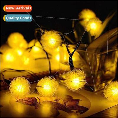 LED Solar Dandelion String ghts Warm Plush Balls Outdoor Hol