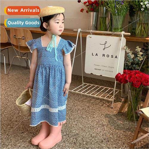 Girls floral dress summer dress cute lace square neck prince