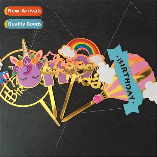 Scenario cake decorating colorful acrylic birthday cake inse