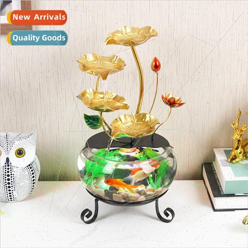 Desktop home small glass aquarium 适用tune flowing water orn