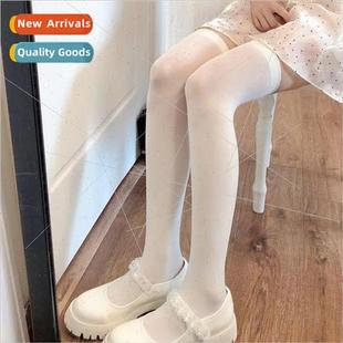 socks spring velvet knee thin high summer White and
