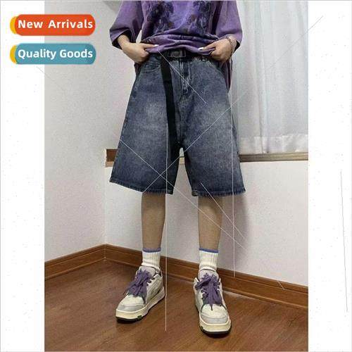 American retro denim shorts mens summer Japanese washed thin