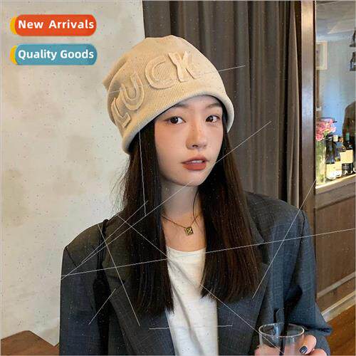 Korea letters thickened knitted cap female fall and winter f