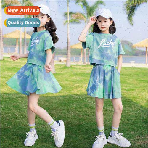 2022 new childrens clothing girls casual suit summer  middle