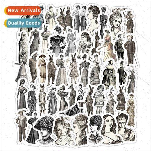 50 retro woman cartoon graffiti stickers waterproof statione
