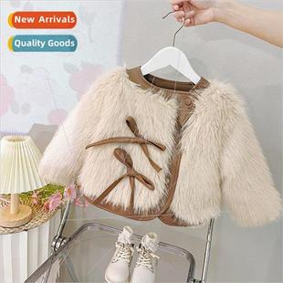 fur girl winter baby Yankee coat faux clip cotton girls 2768