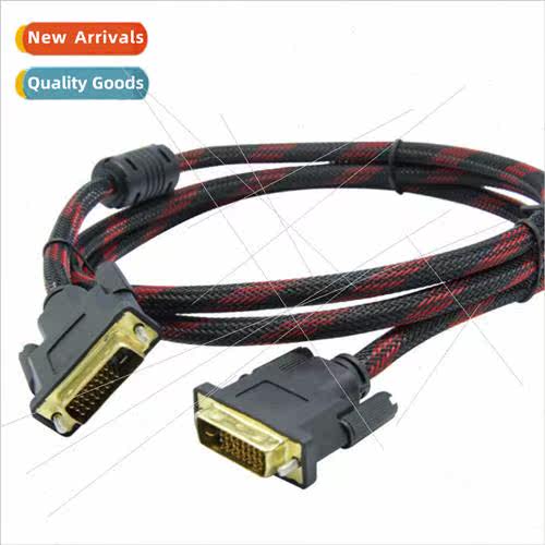DVI cable red and black mesh with mesh double ring gold-plat