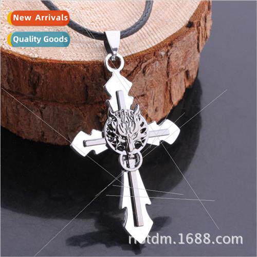 Popular Anime Final Fantasy Cross Necklace Wolf Head  Punk A