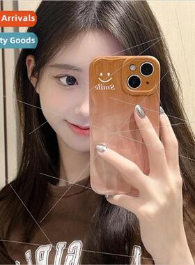 ins brown gradient smiley face 适用 Apple 13 phone case 14Pr