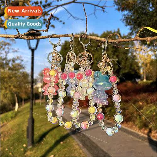 Cartoon cute acrylic creative bow tie bunny keychain couple