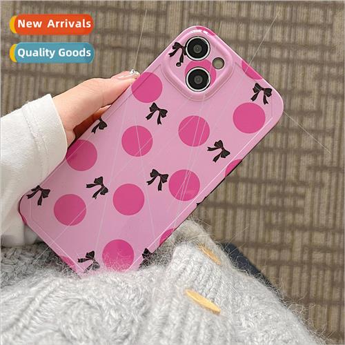 Niche ins pink polka dots 适用 iPhone 13 bow 15ProMax Apple