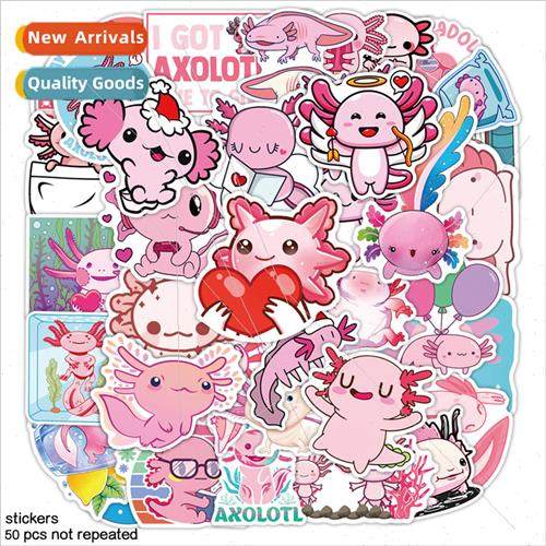 50 salamander pink hexagonal dinosaur pet stickers cute hand