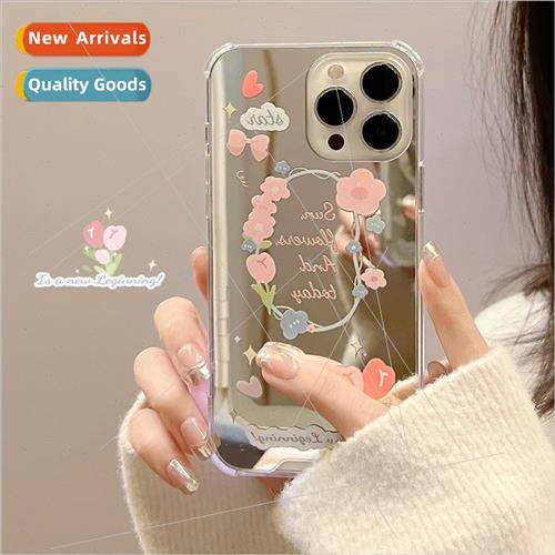 Wind Pink Small Flower IPhone13ProMax Makeup Mirror Apple 14