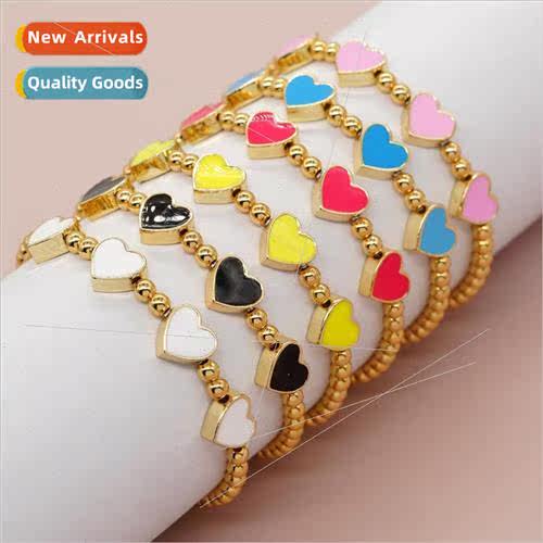 New Bohemian Style Vintage Gold Beads Solid Color Love Heart